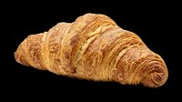 Freshly baked croissant with golden, flaky layers isolated on transparent background. Ready for bakery designs, food packaging, menus, t-shirts, stickers, and print-on-demand products.