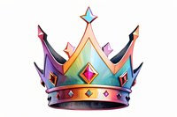 Colorful royal crown with holographic gradient effect and gemstones on isolated white background, suitable for logo design and digital art projects.