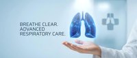 Medical professional presenting holographic lungs for advanced respiratory care and pulmonology treatment in modern healthcare facility.