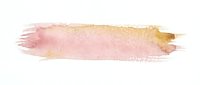 Watercolor brush stroke in soft pink and gold tones on white background, artistic paint texture for creative projects and design elements.