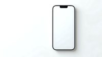 Modern black smartphone with blank white screen mockup on clean white background for app presentation and digital marketing materials.