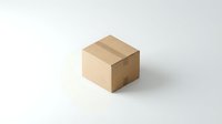 Cardboard shipping box with tape seal on white background for delivery and packaging design projects.