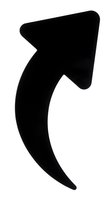 Black curved arrow pointing upward and right on white background isolated for graphic design and presentation use.