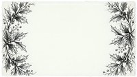 Botanical line art border frame with delicate leafy branches on sides, isolated on white background, ready for invitations, stationery, and design projects.