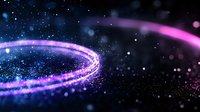 Glowing spiral of blue and pink light particles against dark background creates magical cosmic effect, suitable for abstract technology and space designs.