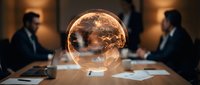 Global business meeting with illuminated world globe on conference table representing international corporate strategy and worldwide market expansion opportunities.