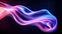 Glowing abstract wave with pink and blue neon colors flowing on dark background, luminous smoke effect creates dynamic motion and energy for modern designs.