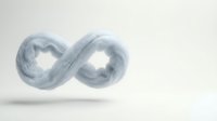 Translucent infinity symbol with flowing ethereal design on clean white background for modern branding and conceptual projects.