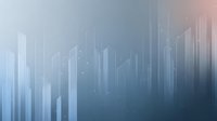 Abstract blue gradient background with vertical light bars and subtle particle effects, creating a modern technological atmosphere for business presentations.