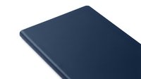 Navy blue hardcover book corner on white background isolated for design and publishing projects.
