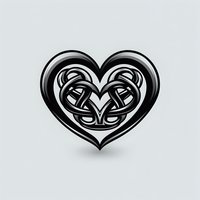 Celtic heart knot in black and white with intricate interwoven pattern forming romantic symbol on light background, isolated design for tattoo and decoration.