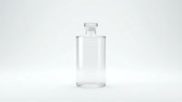 Clear glass bottle with cork stopper isolated on white background for product mockup and packaging design applications.