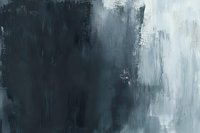 Abstract dark gray and white brushstroke painting with textured layers and moody atmospheric effects for modern interior design and artistic projects.