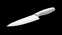 Chef knife with white ceramic blade and handle, isolated on transparent background. Ready for kitchen, culinary, T-shirt, sticker, and print on demand design use.