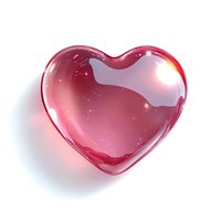 Glossy red heart shape with sparkles and reflective surface on white background, isolated design element for romantic and love-themed projects.