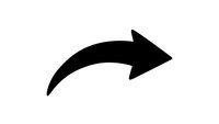 Black curved arrow pointing right on white background isolated for graphic design and web interface elements.