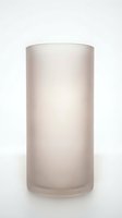 Frosted glass cylinder vase in soft beige tone isolated on white background for home decor and floral arrangements.