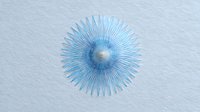 Delicate blue jellyfish with radiating tentacles on light background, marine life illustration in watercolor style. Suitable for nature and ocean themed designs.