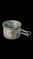 Watercolor camping pot with folding handle, isolated on transparent background. Great for outdoor, hiking clipart, stickers, t-shirt design, and print on demand projects.