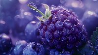 Fresh purple hydrangea flower with morning dew drops in soft focus. Dreamy garden scene with bokeh effect and natural water droplets on delicate petals.