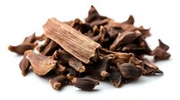 Aromatic whole cloves and cinnamon sticks spice blend isolated on white background for culinary cooking baking and seasoning applications.