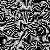 Abstract black and white organic pattern with wavy concentric lines forming irregular shapes. Seamless repeating design for fabric, wallpaper and surface patterns.