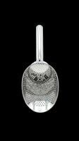 Stainless steel tea strainer with fine mesh bowl and long handle, isolated on transparent background. Ready for kitchen design, clipart, print-on-demand products and sublimation.