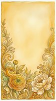 Vintage aged paper with ornate golden floral borders featuring roses and decorative scrollwork, isolated on white background, ready for invitations, certificates, and design projects.