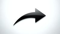Black curved arrow pointing right on white background isolated for graphic design and presentation use.