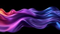 Vibrant flowing abstract wave in pink, purple and blue colors creating dynamic motion effect against black background, modern fluid design element.
