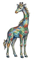 Ornate giraffe with decorative mandala patterns, floral motifs, and vibrant colors isolated on white background. Suitable for t-shirt design, clipart, and creative projects.
