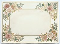 Vintage floral border frame with roses and botanical elements on cream background, suitable for wedding invitations, greeting cards, and stationery design projects.