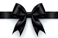 Elegant black silk bow with ribbon isolated on white background, perfect for luxury design projects, holiday cards and funeral announcements. Mourning symbol concept.