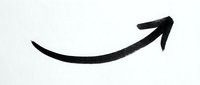 Hand-drawn black curved arrow pointing right on white background, isolated graphic element for presentations, infographics and design projects.
