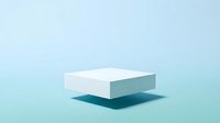 Blank white rectangular podium or platform with shadow on soft turquoise background for product display and branding mockups.