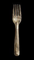 Vintage silver fork isolated on transparent background, ready for design use on t-shirts, clipart, stickers, print-on-demand products, and sublimation projects.