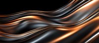 Luxurious flowing waves of copper and black create elegant abstract background with smooth metallic texture and glossy reflective surface for modern design projects.
