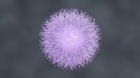 Purple spiky spherical organism with radiating filaments on dark background for scientific and medical educational content.