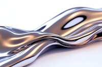 Flowing metallic chrome and copper waves create dynamic abstract background with smooth liquid-like curves and reflective surfaces. Suitable for luxury design projects.