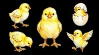 Cute yellow chicks collection isolated on transparent background. Perfect for Easter designs, children's illustrations, t-shirt prints, stickers, clipart, sublimation projects and print-on-demand products.