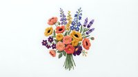 Vibrant bouquet featuring coral and golden roses with purple lavender sprigs, isolated on white background, ready for design, invitations, and greeting cards.