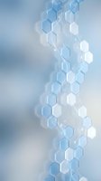 Abstract blue hexagonal pattern with glowing geometric shapes on soft gradient background for modern technology and science presentations.