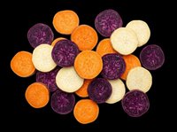 Sliced root vegetables including orange carrots, purple beets, and cream parsnips isolated on transparent background. Ready for culinary design, recipe graphics, food packaging, print-on-demand products, and digital cooking content.