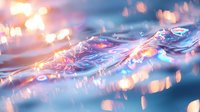 Mesmerizing macro photography of water surface with pink and blue bokeh lights creating magical ripple effect and reflections in liquid motion.