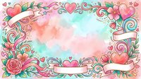 Romantic floral frame with ornate swirls, hearts, and roses on isolated transparent background, perfect for wedding invitations, greeting cards, and design projects.