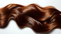 Luxurious wavy brown hair strands flowing in smooth curves against light background, showcasing healthy shine and natural movement for beauty and haircare advertising.