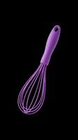 Purple kitchen whisk isolated on transparent background, ready for culinary design projects, t-shirt prints, clipart, stickers, and print-on-demand products.
