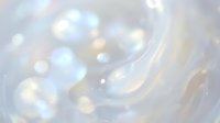 Soft pearlescent swirls with iridescent bokeh bubbles on a dreamy white background, evoking luxury skincare, beauty, and cosmetic product concepts.
