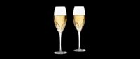 Two champagne flutes filled with sparkling wine, isolated on transparent background. Ready for design use on t-shirts, clipart, stickers, print-on-demand products, and sublimation projects.