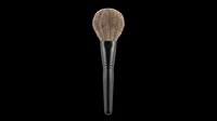 Fluffy powder makeup brush with soft bristles and black handle, isolated on transparent background. Great for beauty clipart, stickers, t-shirt design, and print on demand.